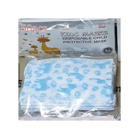 Kids Size Blue Cartoon Themed 3ply Surgical Mask(50 Pieces)